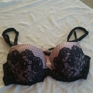 Victoria's Secret Black and Pink Lace Bra